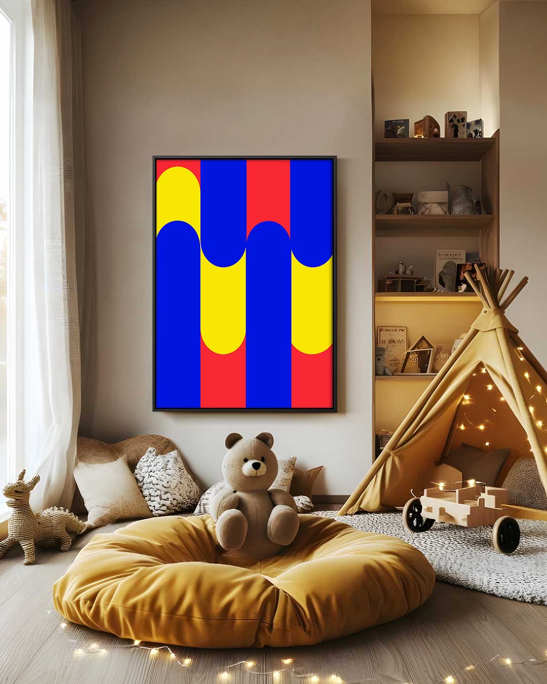 Kleurrijke Golven van Geometrie Kunstwerk-canvas-dibond-plexiglas-wanddecoratie-WallArtistic