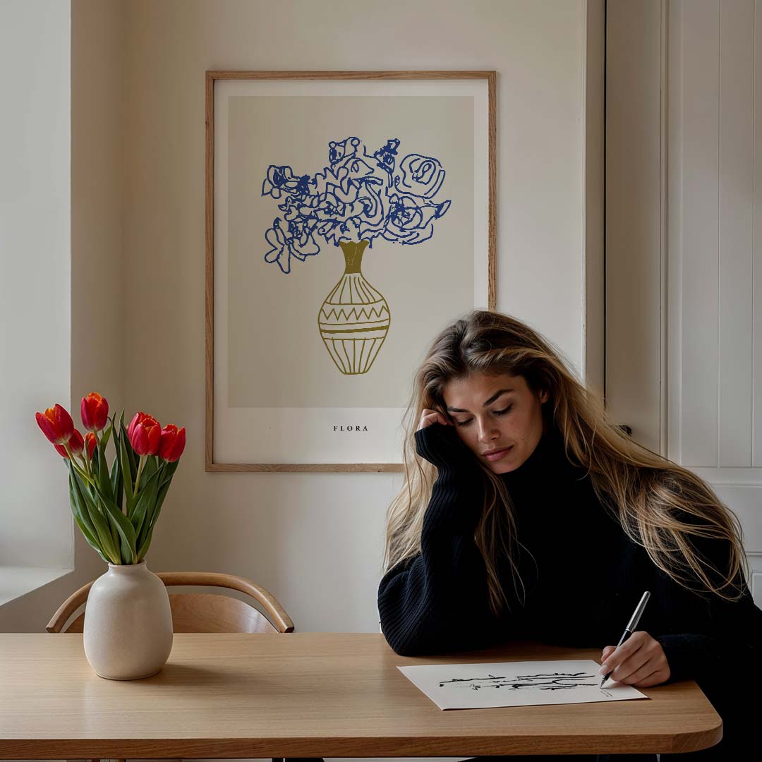 Elegante Flora Vaas Poster-WallArtistic