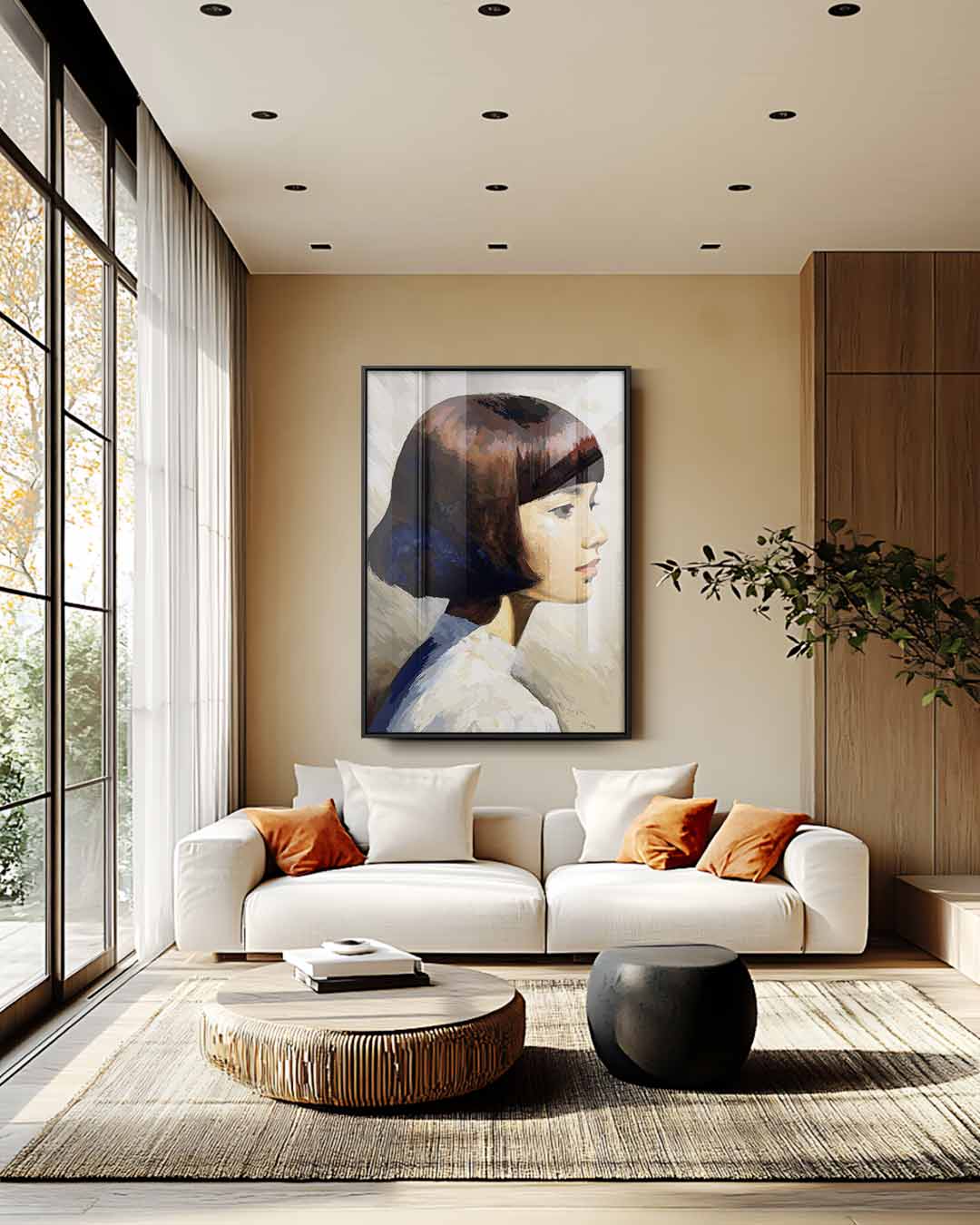 Elegante Zijaanzicht Portret Kunstwerk-canvas-dibond-plexiglas-wanddecoratie-WallArtistic