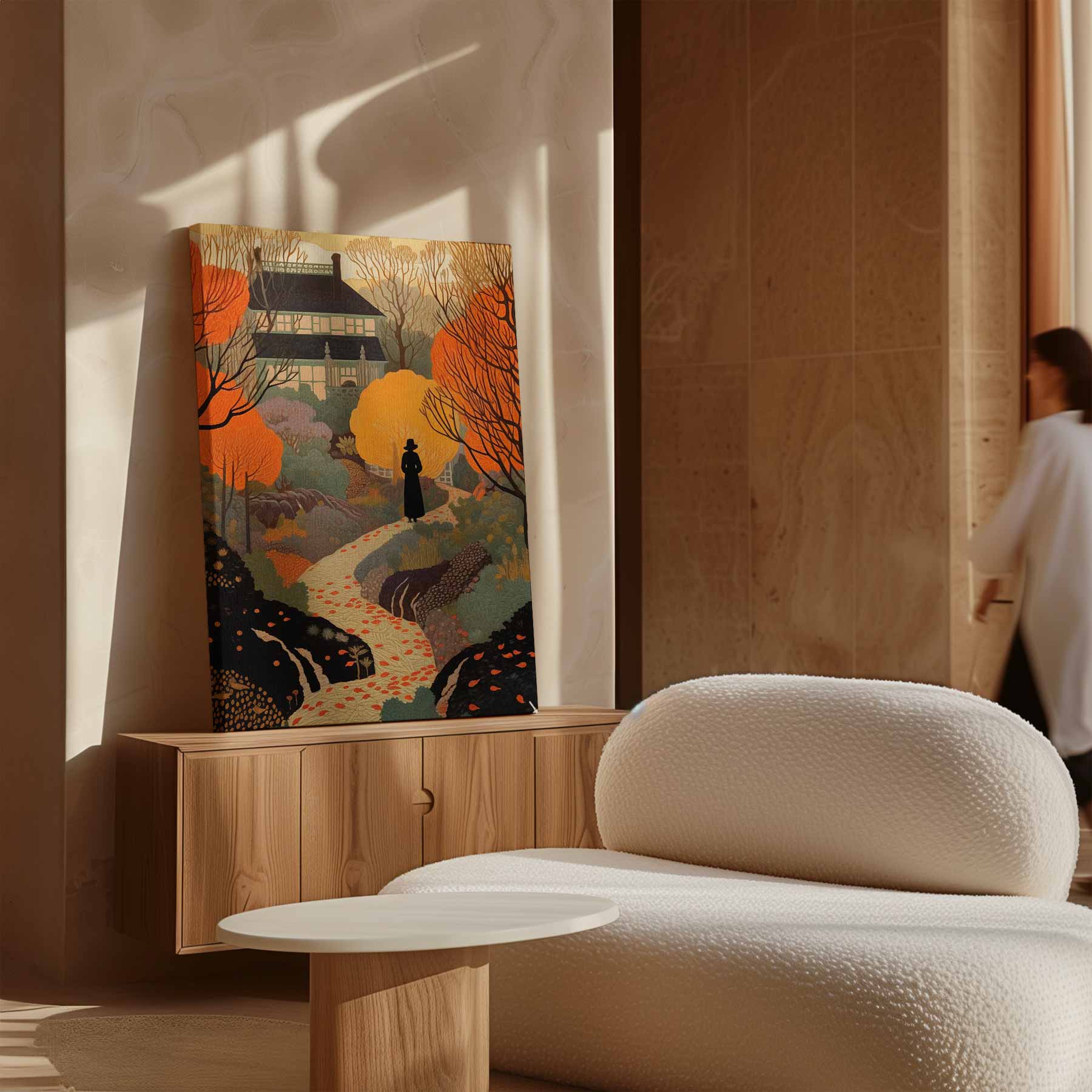 Herfstlandschap met Villa Kunstwerk-canvas-dibond-plexiglas-wanddecoratie-WallArtistic