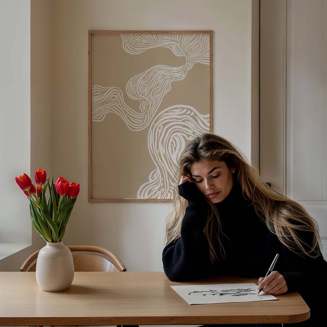 Organische Beige Elegantie Poster-WallArtistic