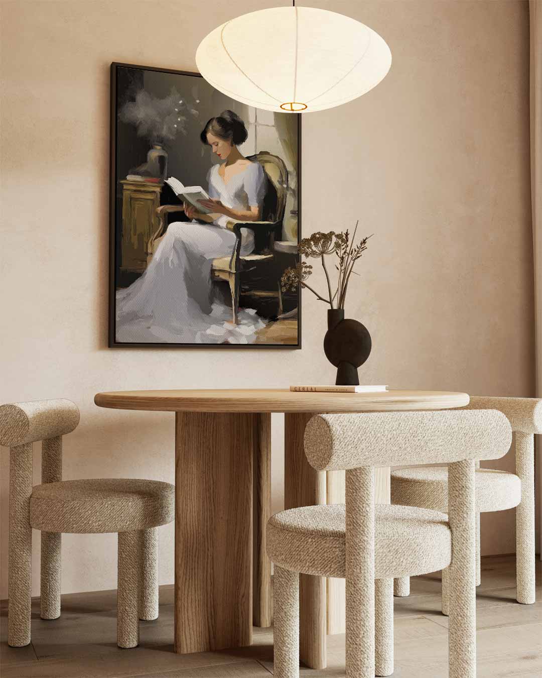 Vrouw Leest Boek aan het Raam Kunstwerk-canvas-dibond-plexiglas-wanddecoratie-WallArtistic