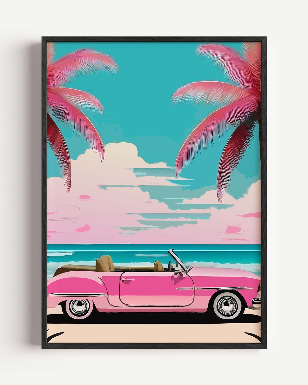 Vintage Tropische Strandauto Poster-WallArtistic
