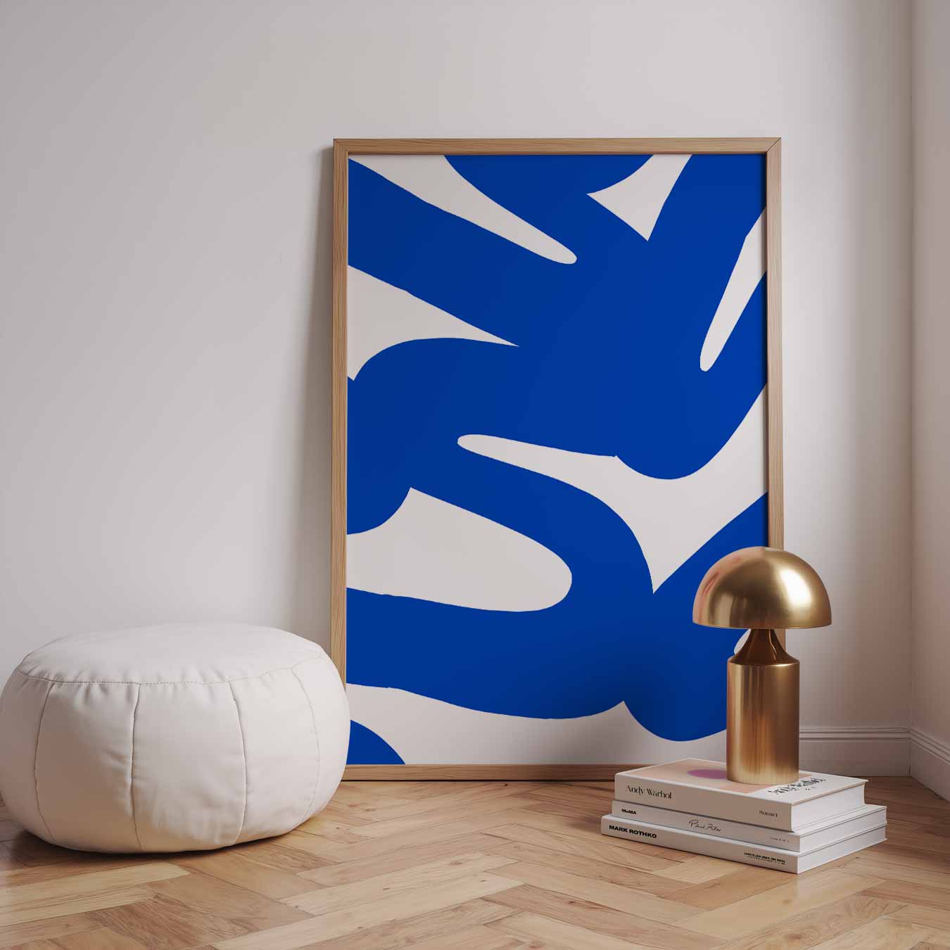 Abstracte Blauw-Witte Kunstposter