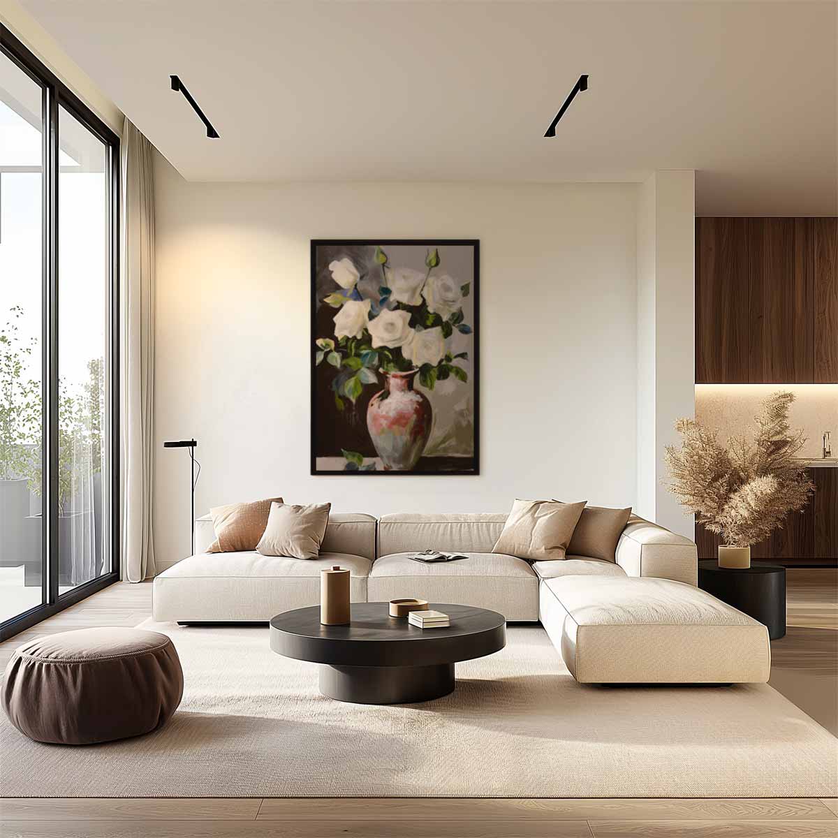 Stilleven met Witte Rozen Kunstwerk-canvas-dibond-plexiglas-wanddecoratie-WallArtistic