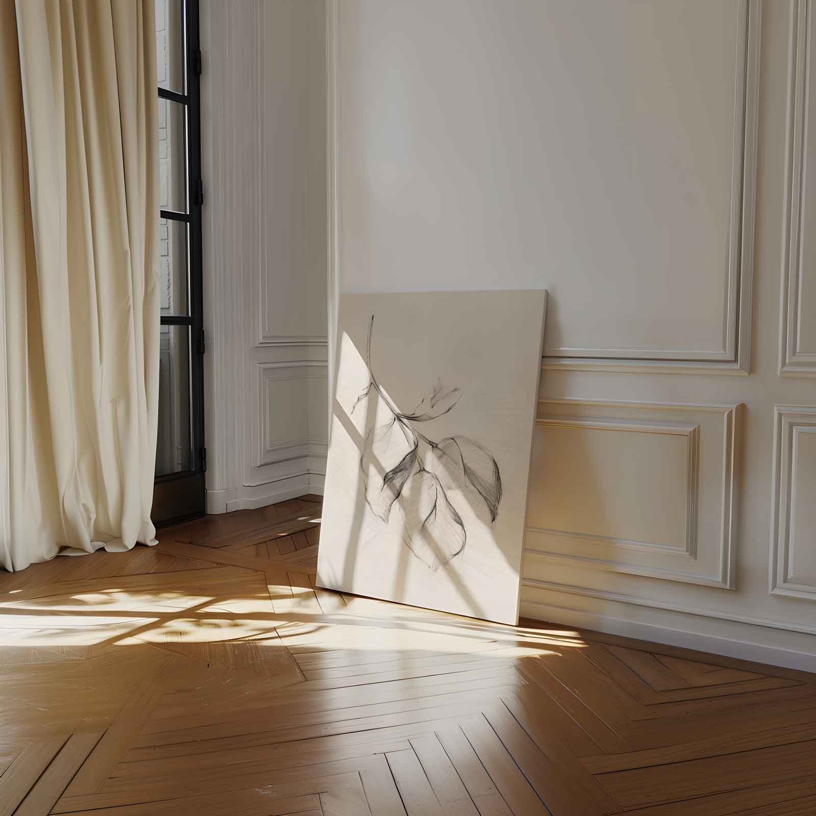 Eenvoudige Bladtekening Kunstwerk-canvas-dibond-plexiglas-wanddecoratie-WallArtistic