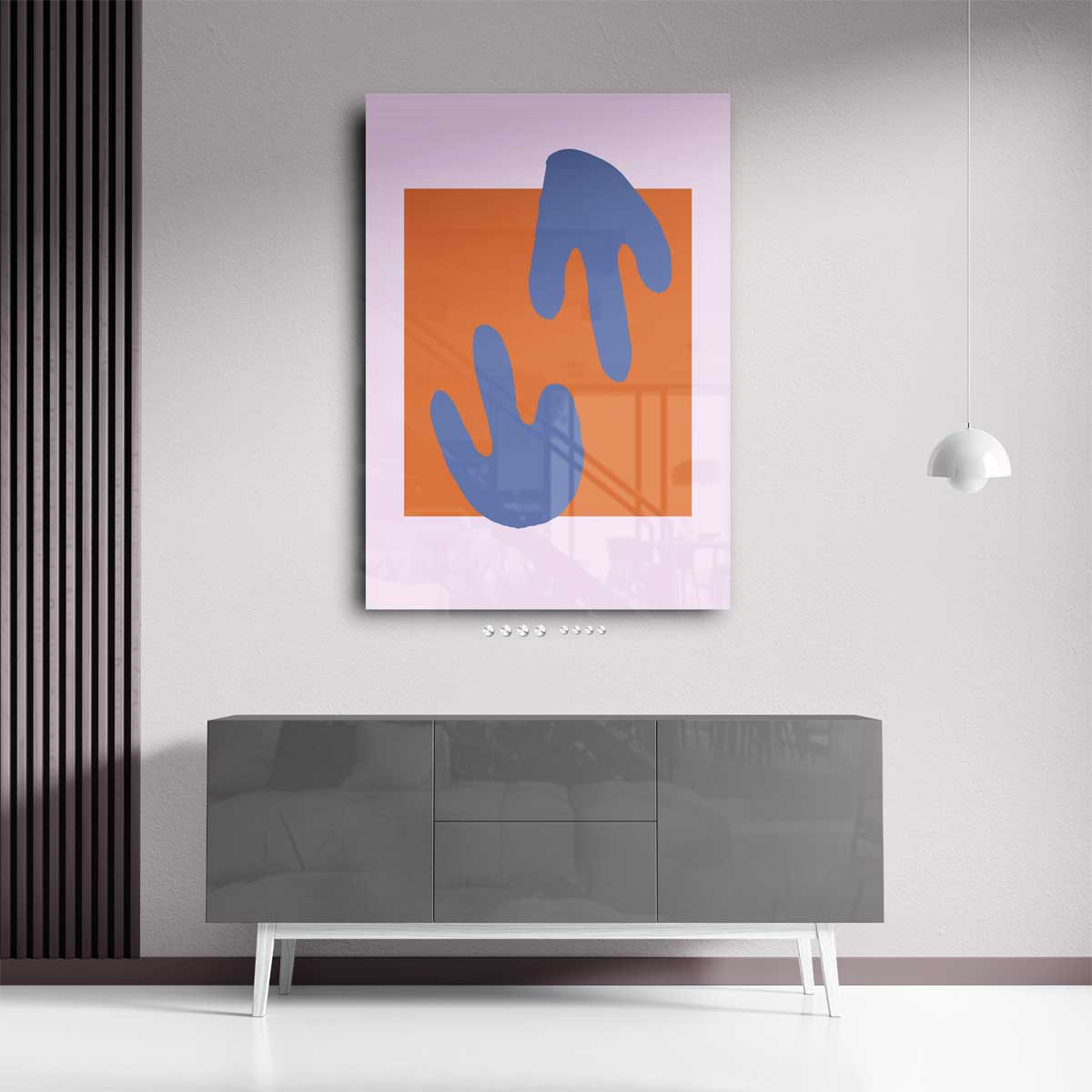 Abstracte Kleurencompositie in Paars en Oranjebruin Kunstwerk-canvas-dibond-plexiglas-wanddecoratie-WallArtistic