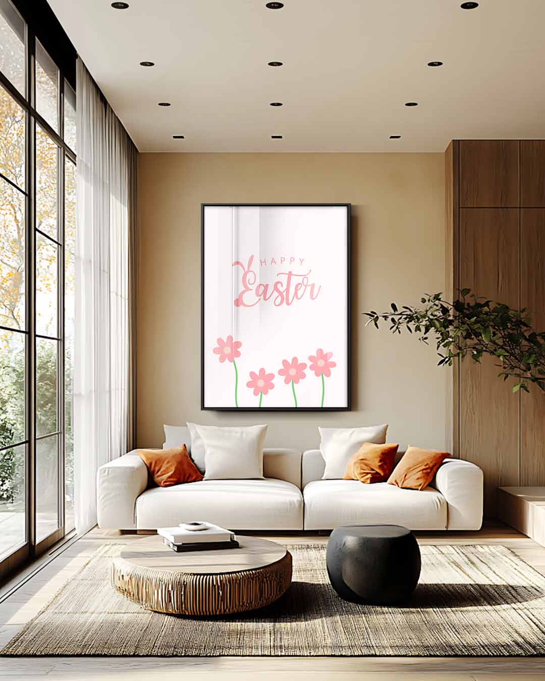 Vrolijke Paasgroet Schilderij Kunstwerk-canvas-dibond-plexiglas-wanddecoratie-WallArtistic