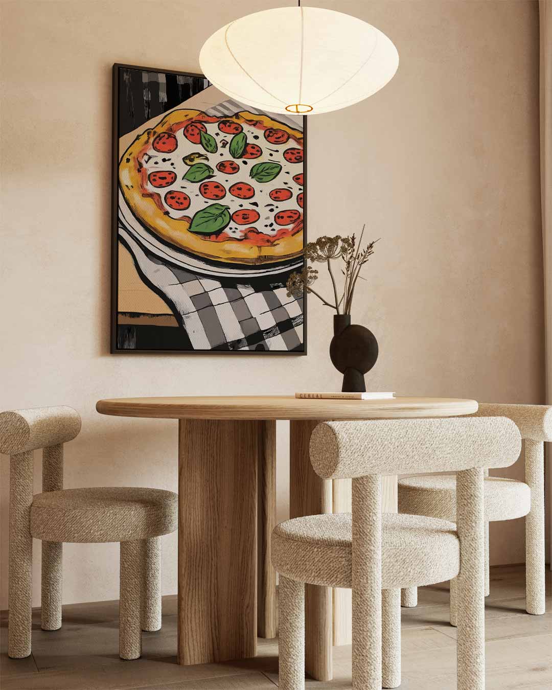 Smakelijke Pizza Illustratie Kunstwerk-canvas-dibond-plexiglas-wanddecoratie-WallArtistic