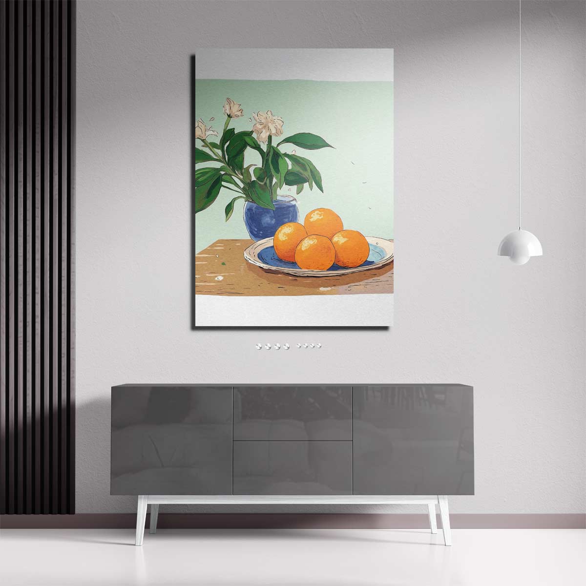 "Rustieke Stilleven met Mandarijnen" Kunstwerk-canvas-dibond-plexiglas-wanddecoratie-WallArtistic