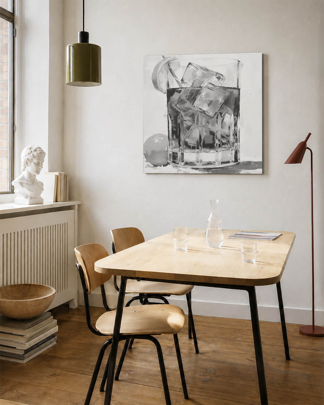 Glas met ijsblokjes Kunstwerk