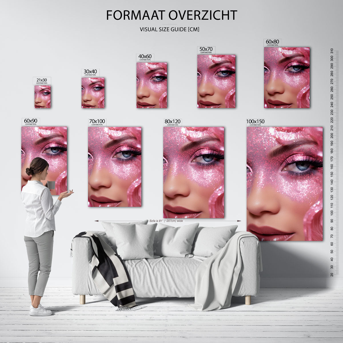 Glinsterende roze gezicht Poster