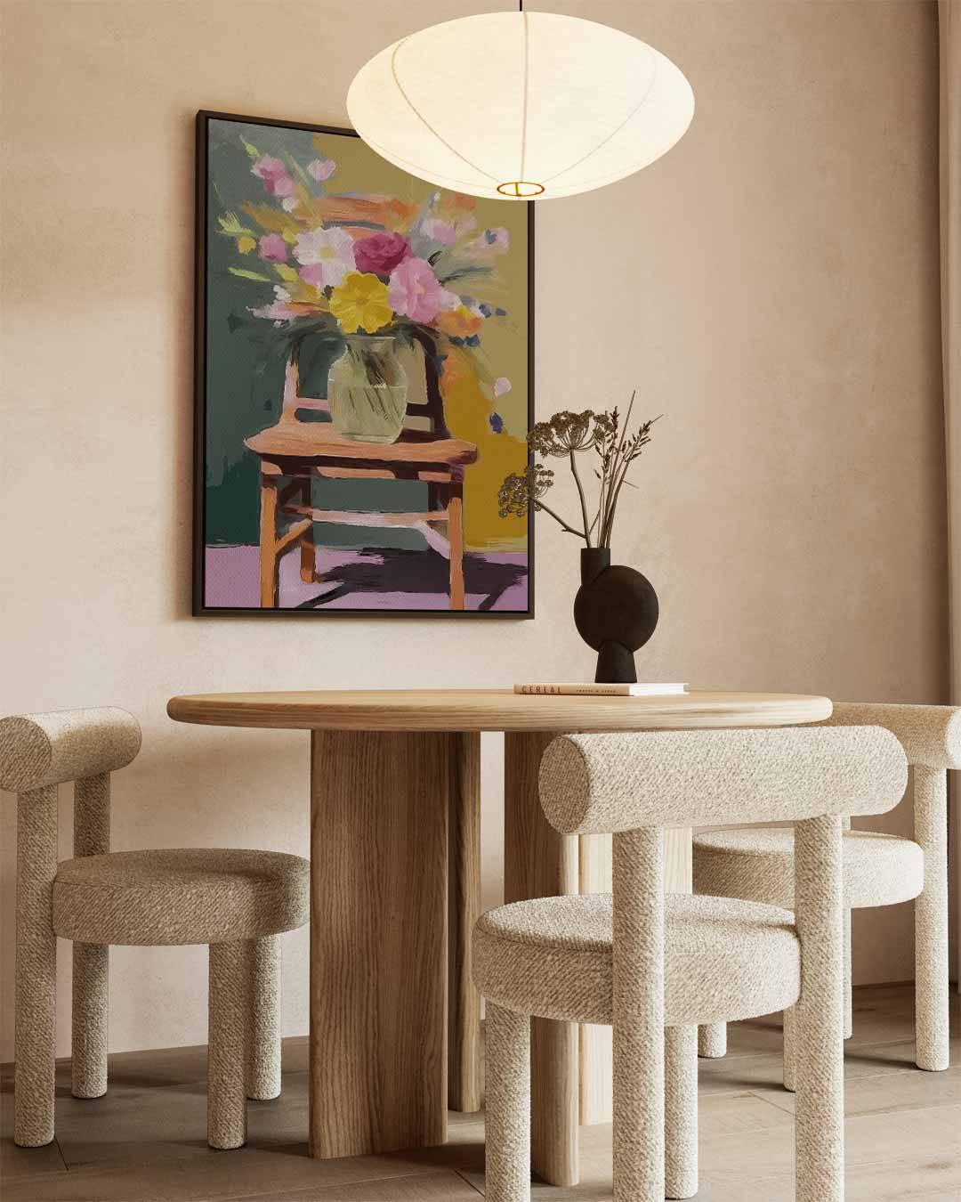 Bloemrijke Stoel Kunstwerk-canvas-dibond-plexiglas-wanddecoratie-WallArtistic