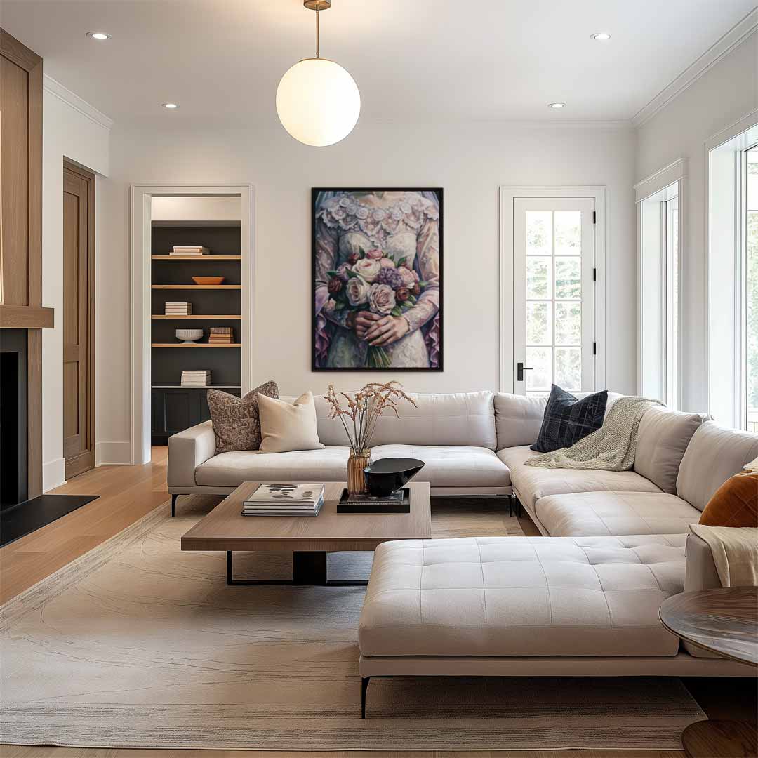 Romantisch Bruidsportret Kunstwerk-canvas-dibond-plexiglas-wanddecoratie-WallArtistic