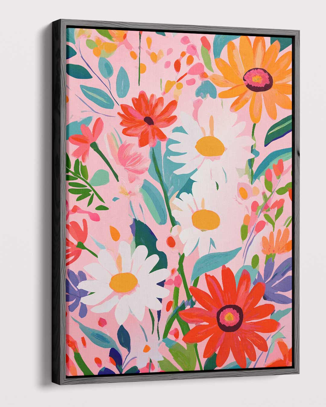 Bloemenpracht op Roze Kunstwerk-canvas-dibond-plexiglas-wanddecoratie-WallArtistic