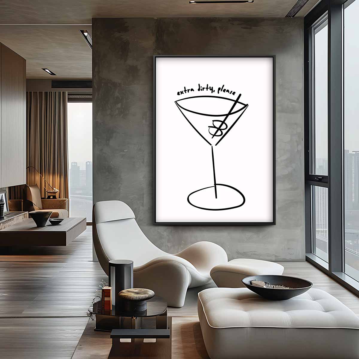 Simpele Martini Illustratie Kunstwerk-canvas-dibond-plexiglas-wanddecoratie-WallArtistic