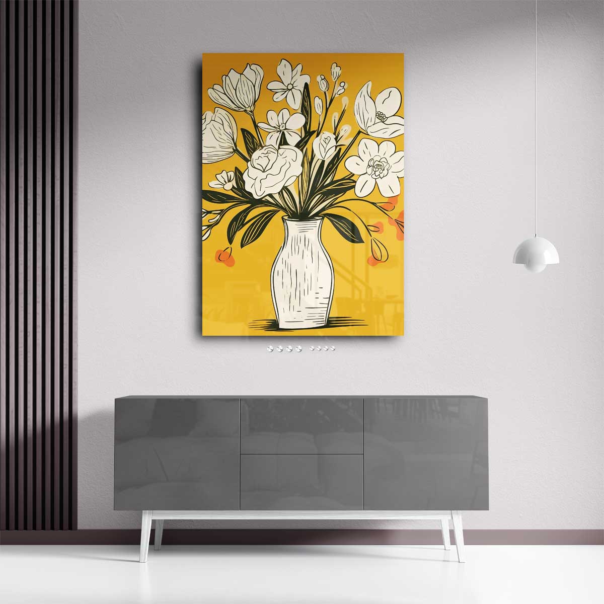 Tijdloze Bloemenvazen Illustratie Kunstwerk-canvas-dibond-plexiglas-wanddecoratie-WallArtistic
