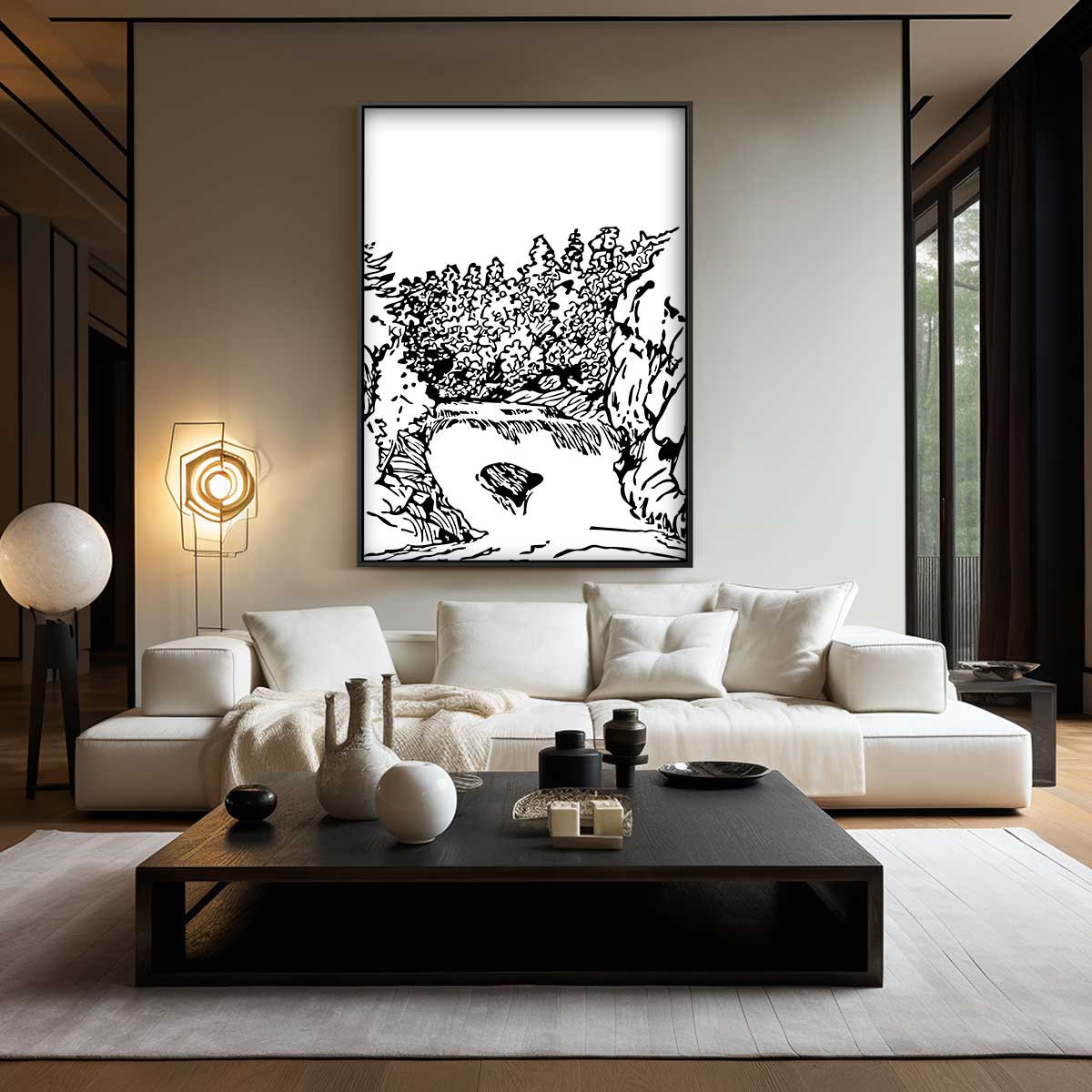 Zwart-wit Natuurlandschap Kunstwerk-canvas-dibond-plexiglas-wanddecoratie-WallArtistic