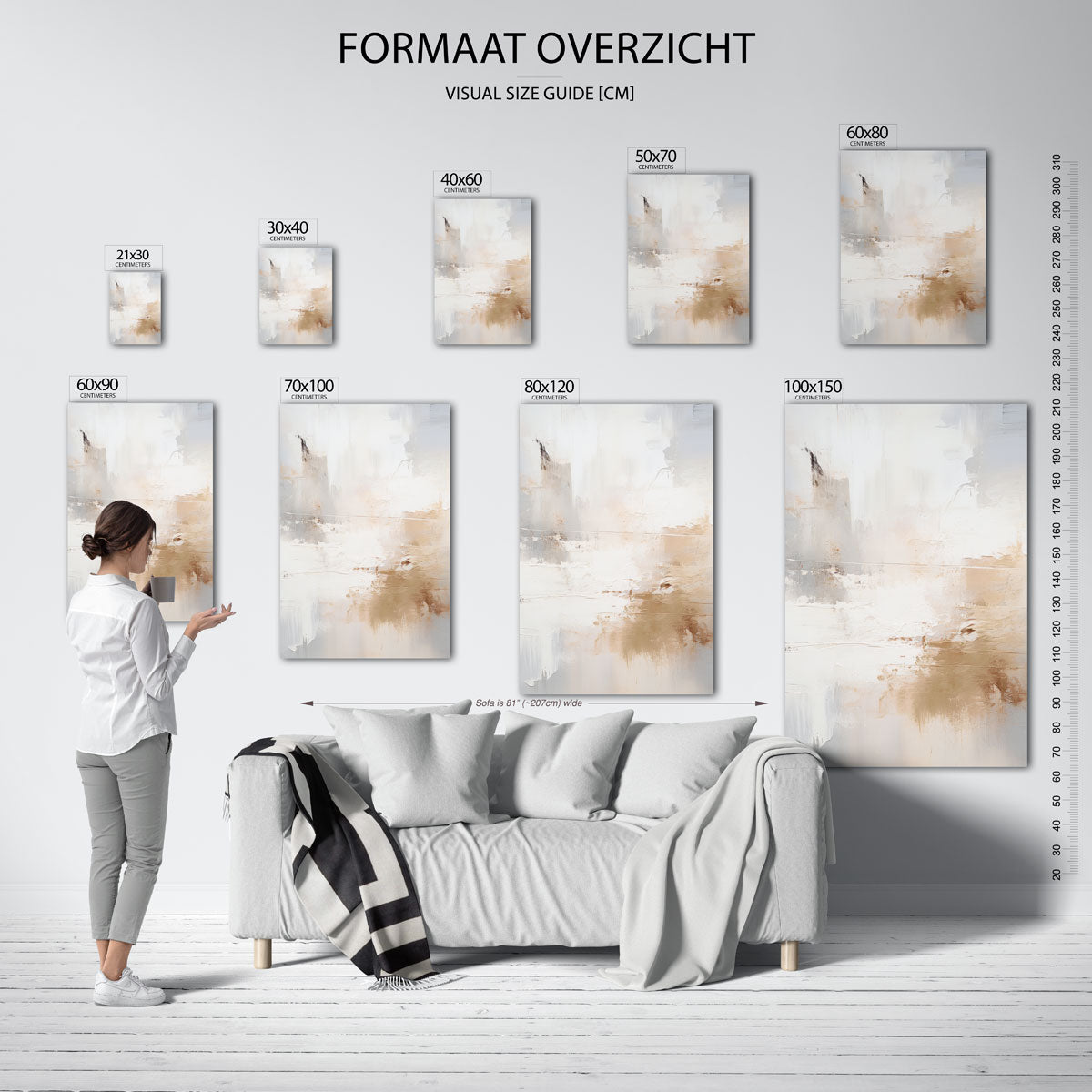 Abstracte beige en grijze Poster