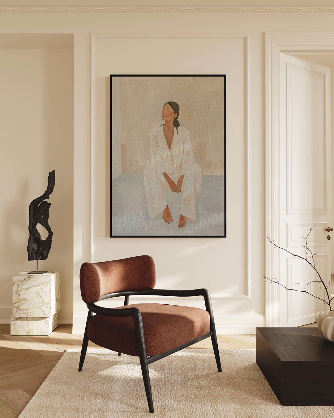 Rustige zittende vrouw Kunstwerk