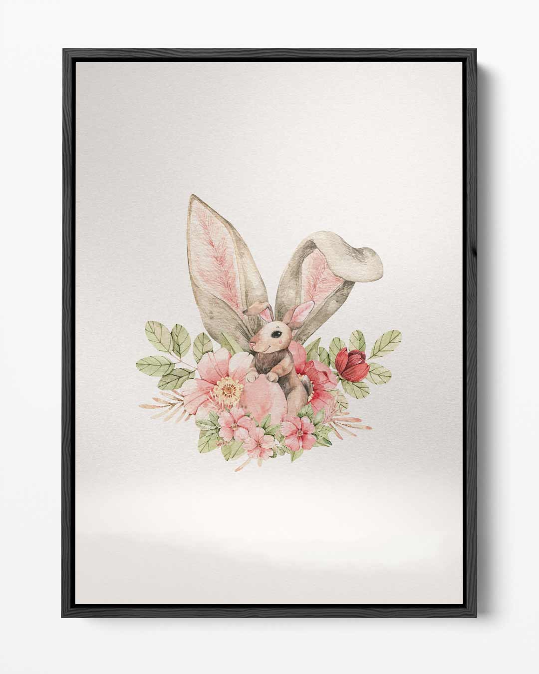 Schattige Konijn met Bloemenprint Kunstwerk-canvas-dibond-plexiglas-wanddecoratie-WallArtistic