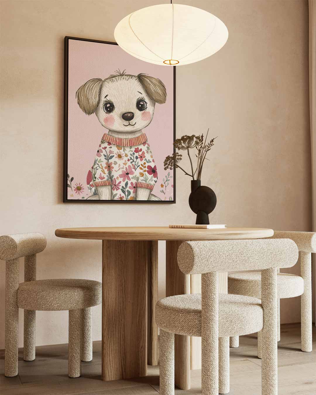 Schattig Bloemenhondje Kunstwerk-canvas-dibond-plexiglas-wanddecoratie-WallArtistic