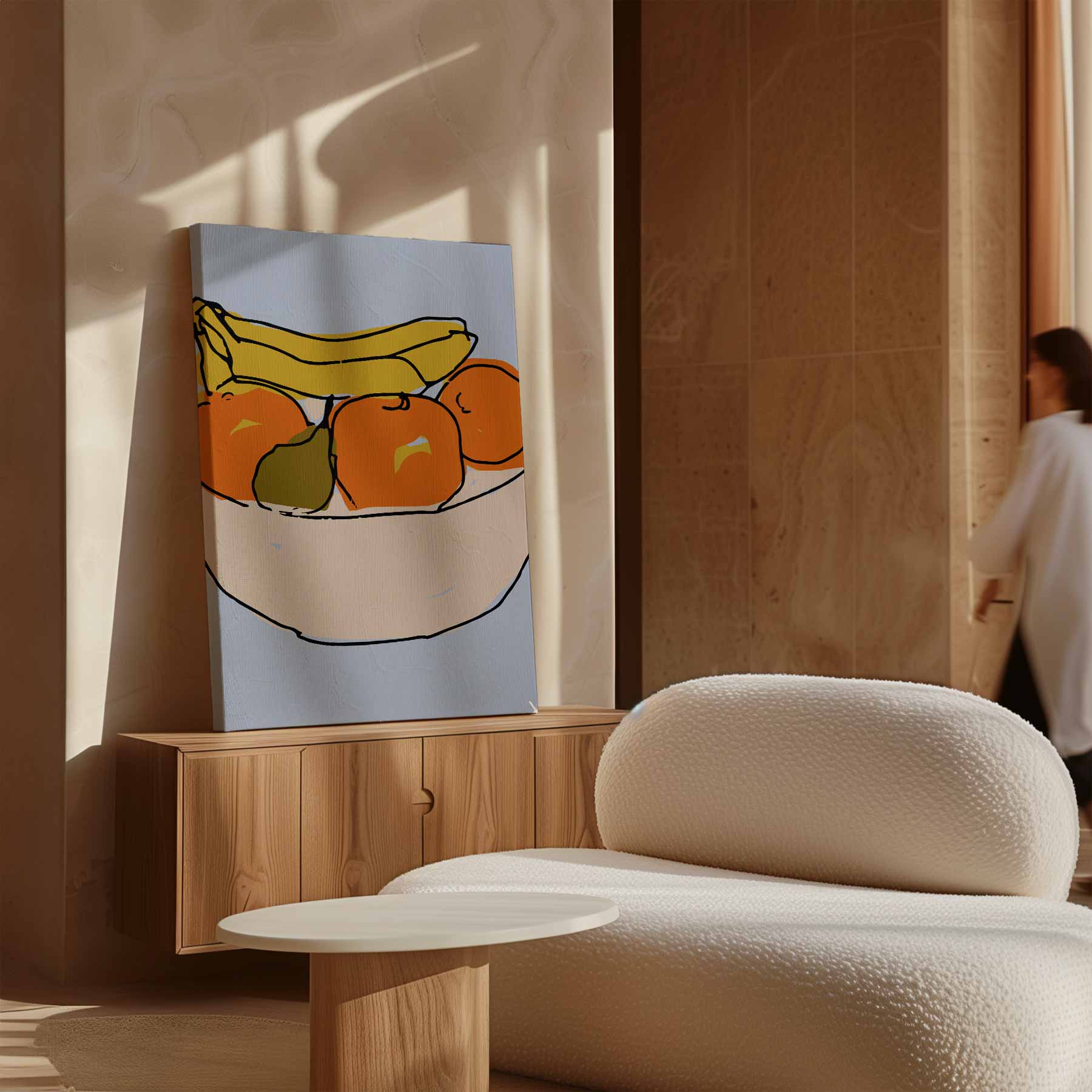 Vrolijke Fruitschaal Illustratie Kunstwerk-canvas-dibond-plexiglas-wanddecoratie-WallArtistic