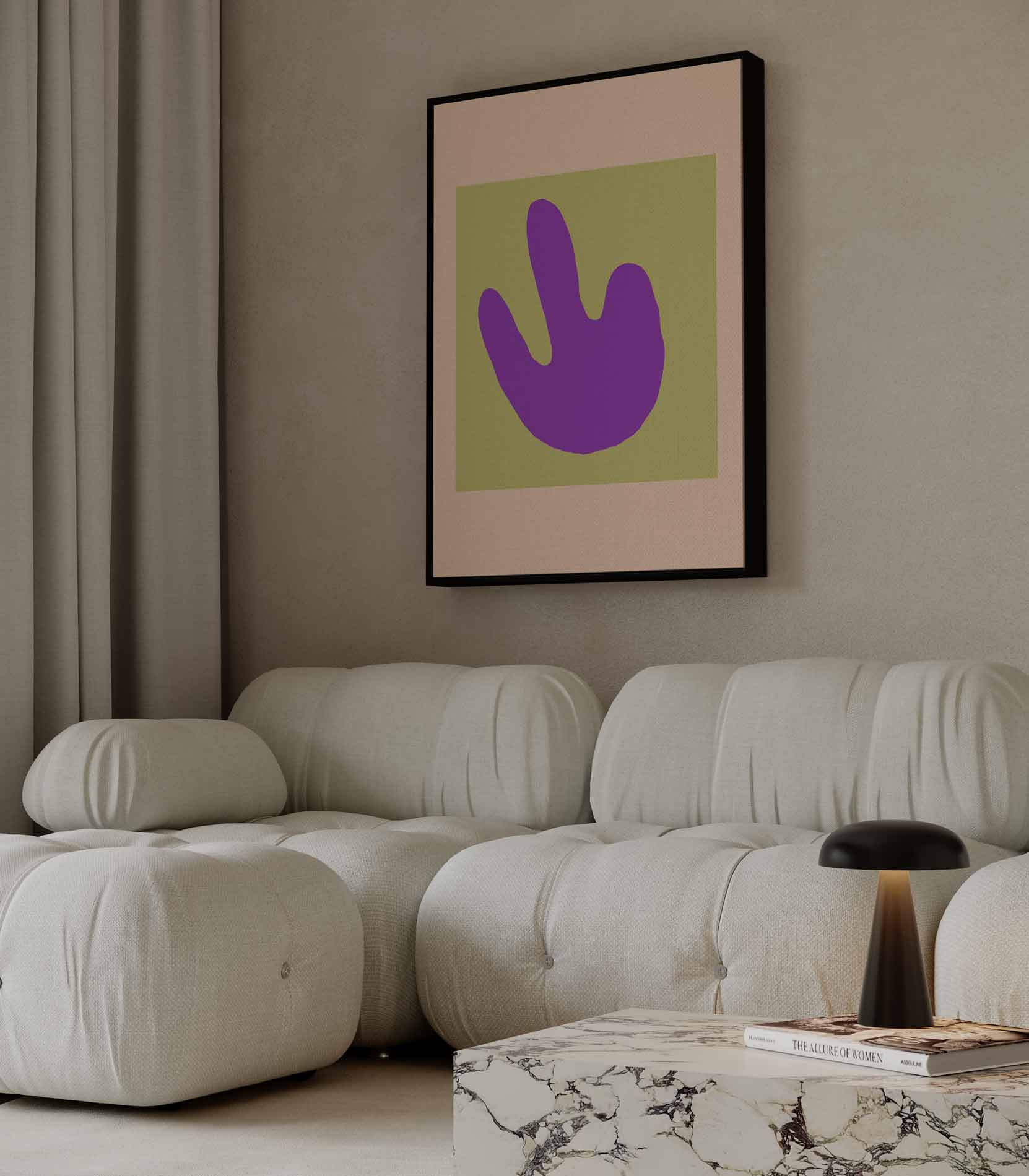Paarse Abstracte Handafdruk Kunstwerk-canvas-dibond-plexiglas-wanddecoratie-WallArtistic