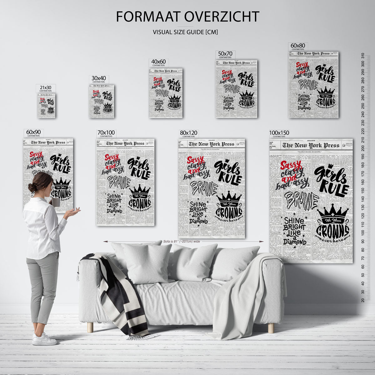 Krantenachtergrond met tekst Poster