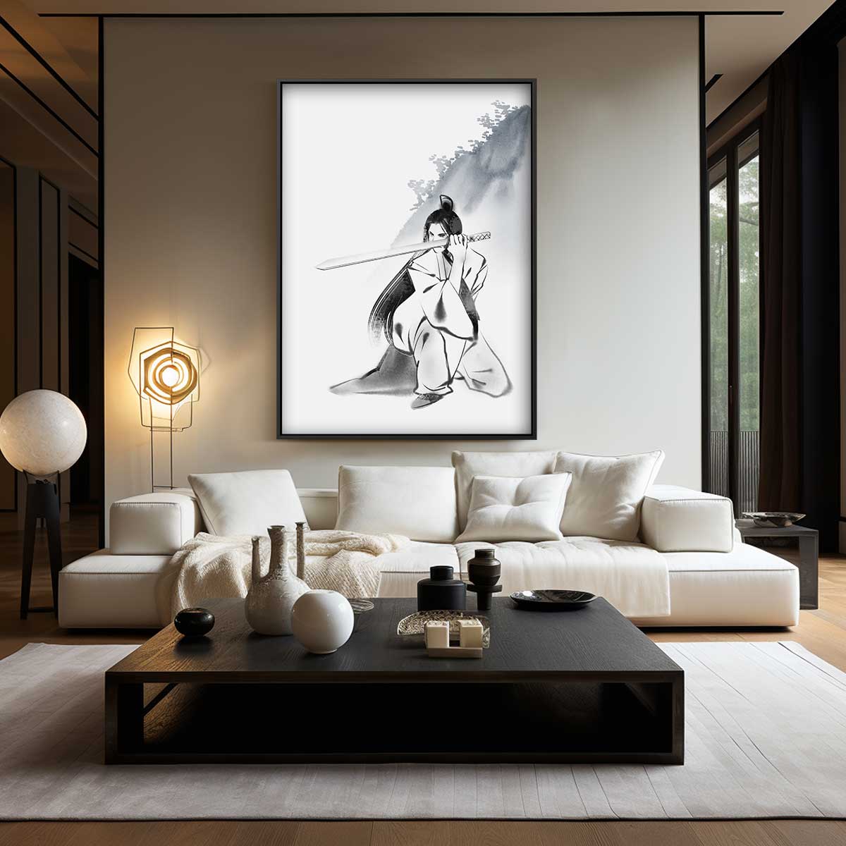 Krijger in Inkt Kunstwerk-canvas-dibond-plexiglas-wanddecoratie-WallArtistic