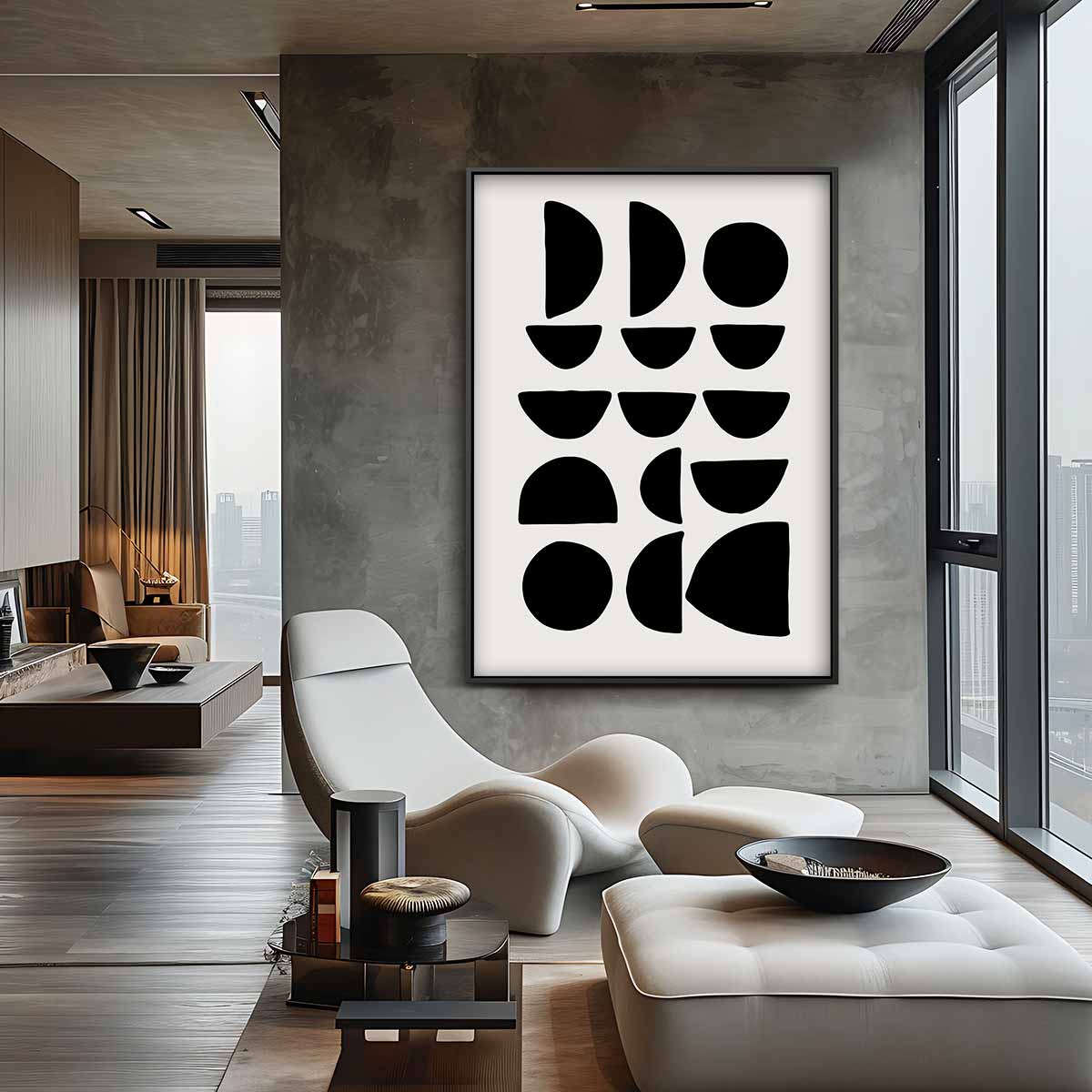 Abstracte Geometrische Compositie Kunstwerk-canvas-dibond-plexiglas-wanddecoratie-WallArtistic