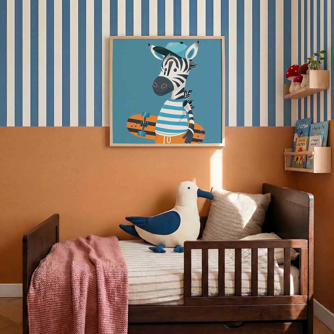 Zebra met skateboard Poster