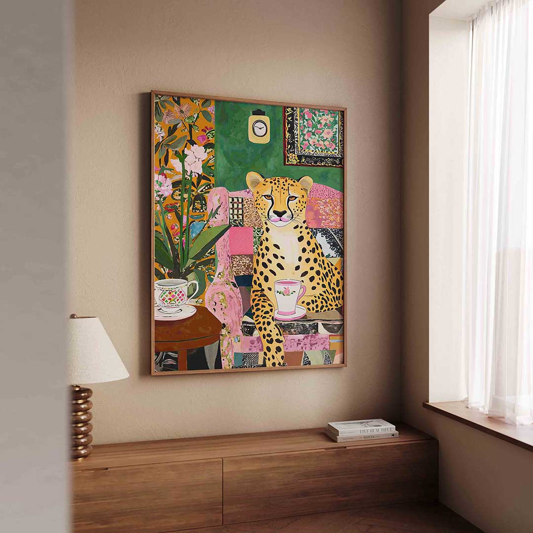 Luipaard met kopje Poster