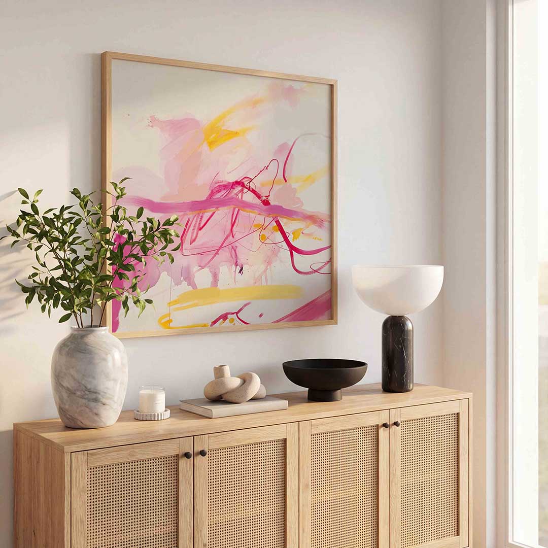 Abstracte roze en gele Poster