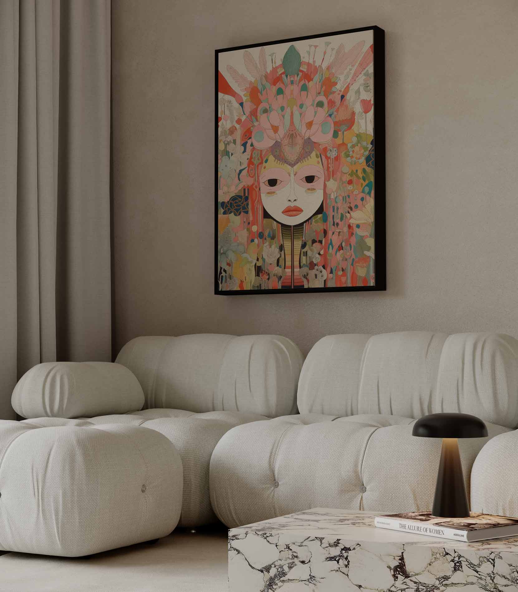 Vrolijke Fantasiegezichten Kunstwerk-canvas-dibond-plexiglas-wanddecoratie-WallArtistic