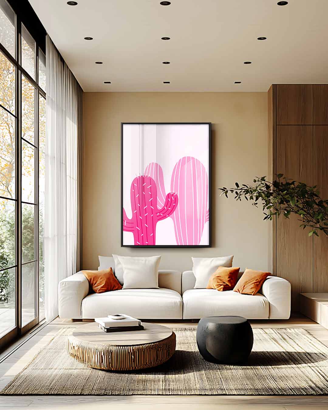 Roze Cactus Verbeelding Kunstwerk-canvas-dibond-plexiglas-wanddecoratie-WallArtistic