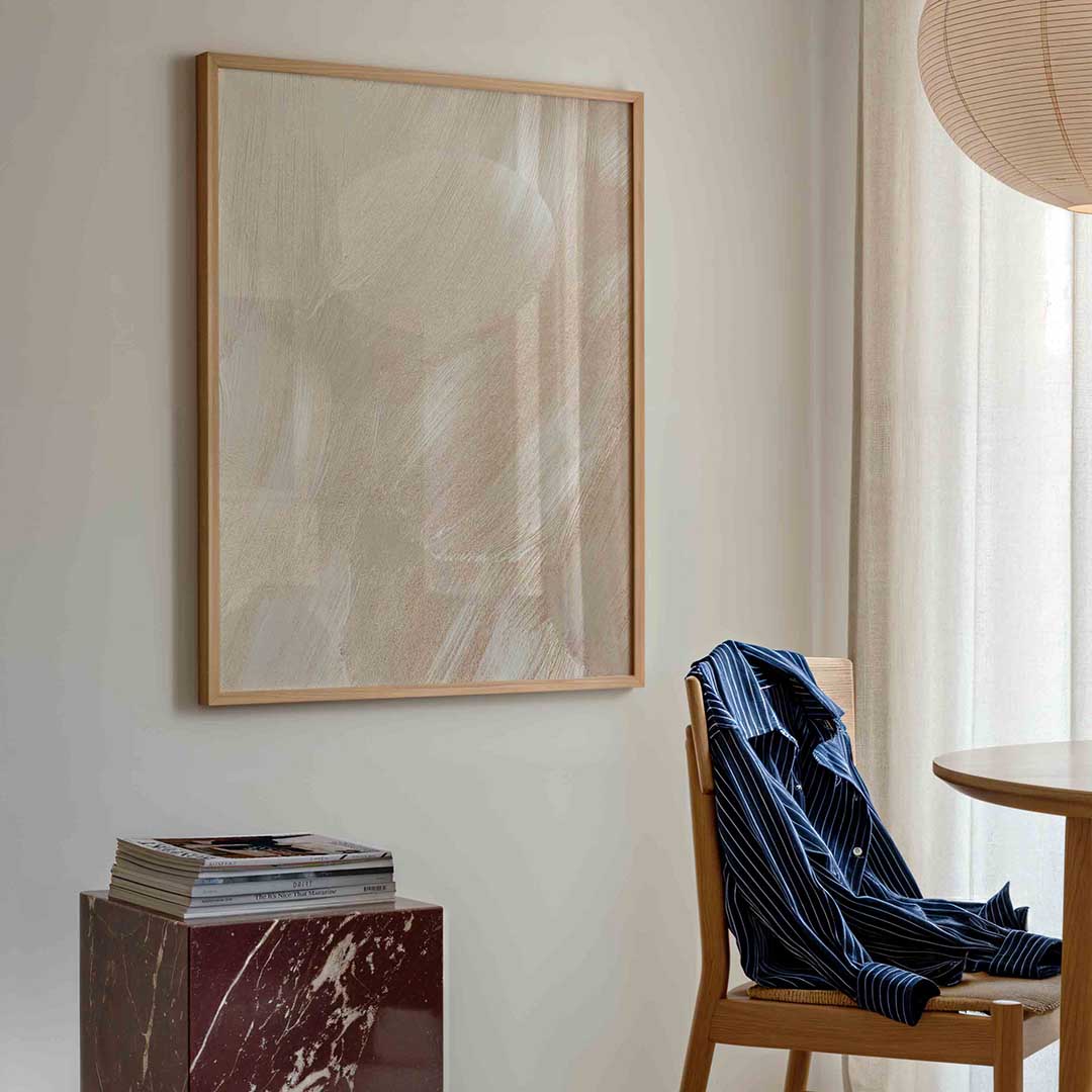 Beige penseelstreken Poster