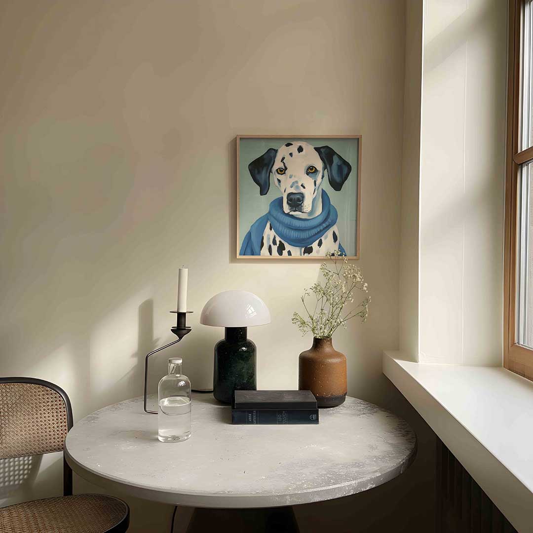 Dalmatier met blauwe trui Poster