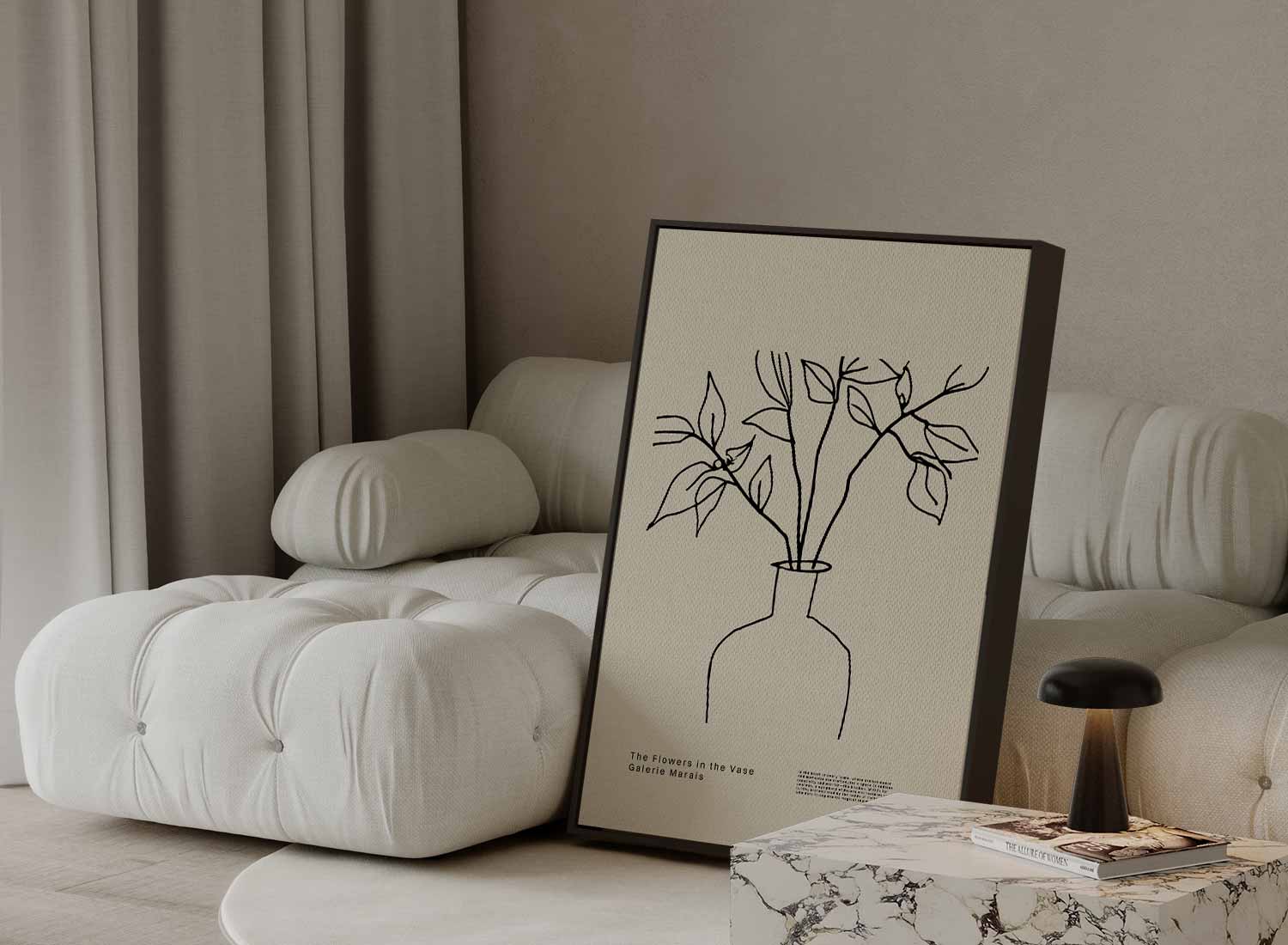 Elegante Lijnen Bloemenvaas Kunstwerk-canvas-dibond-plexiglas-wanddecoratie-WallArtistic