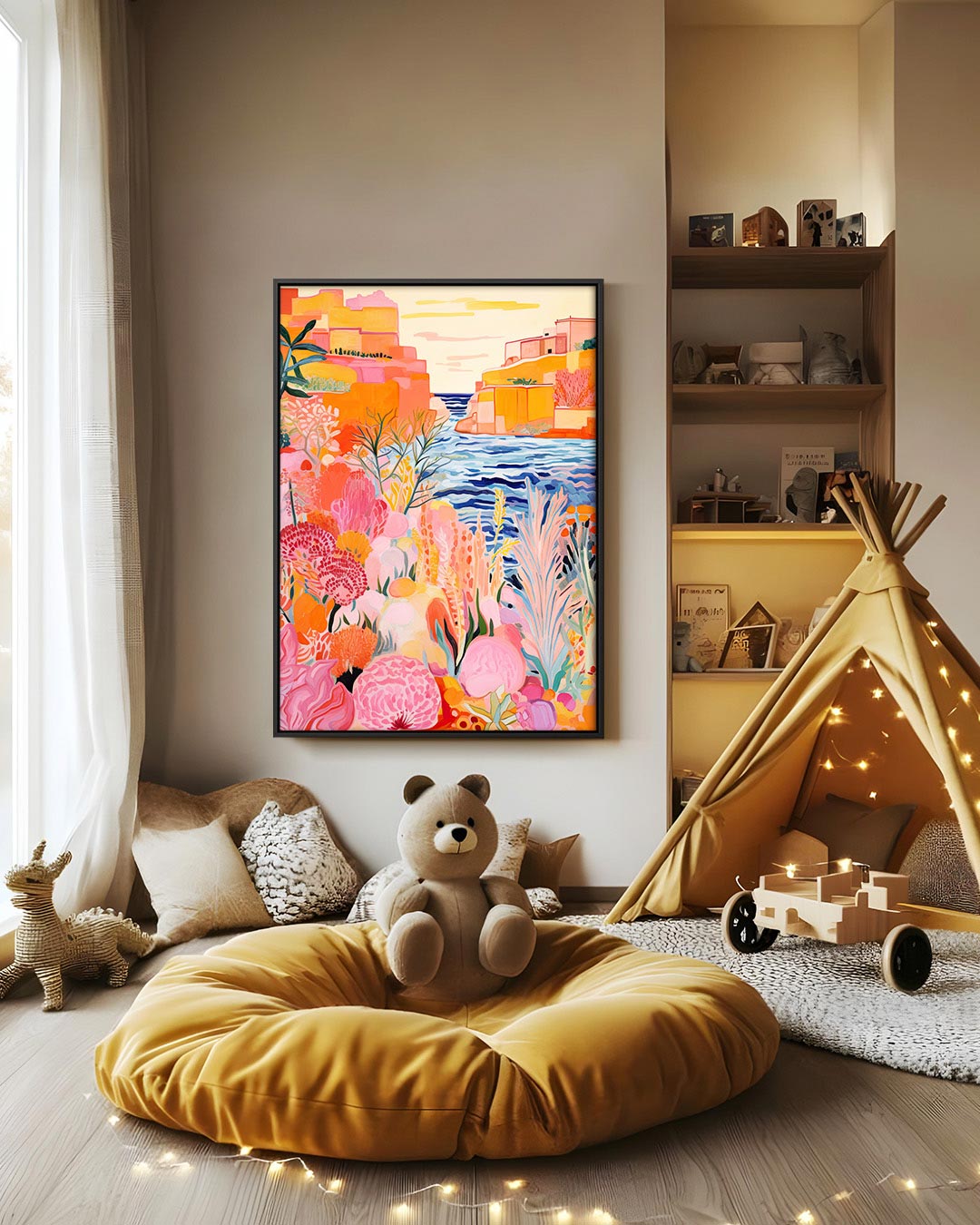 Kleurrijke kustlandschap Kunstwerk