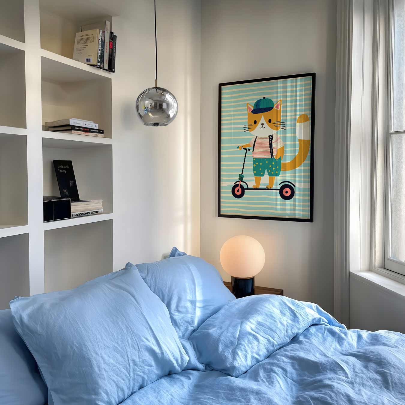 Speelse Kat op Step Poster-WallArtistic