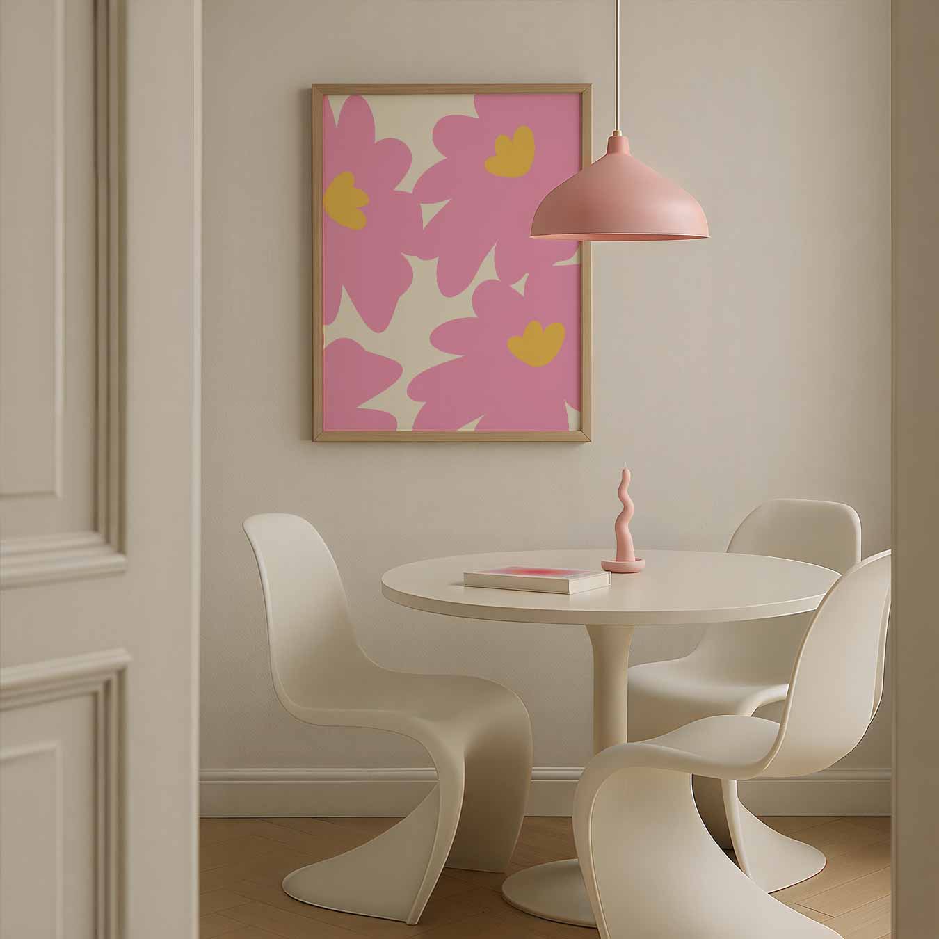 Roze Bloemen Abstract Poster-WallArtistic