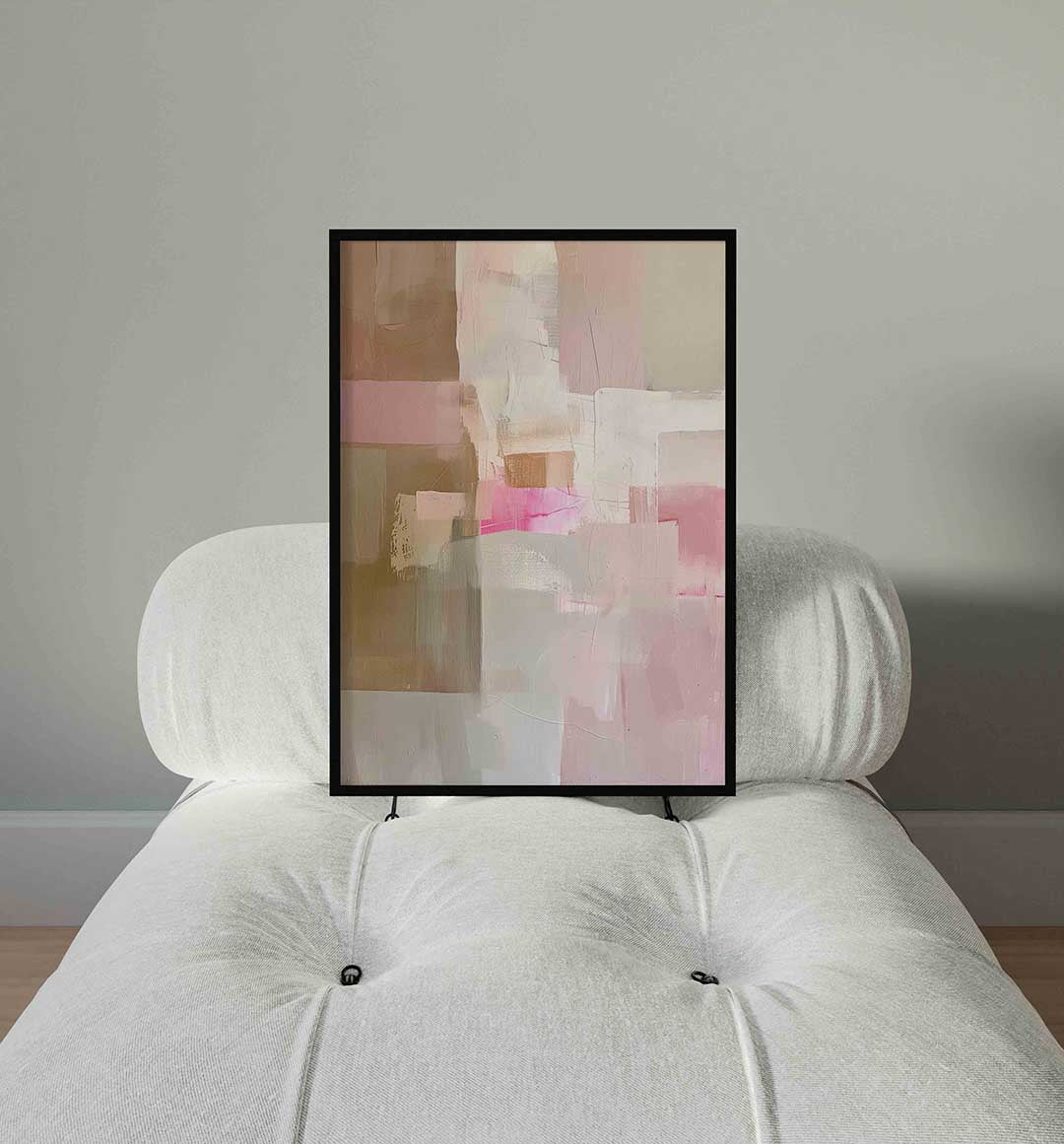 Abstracte roze en beige Poster
