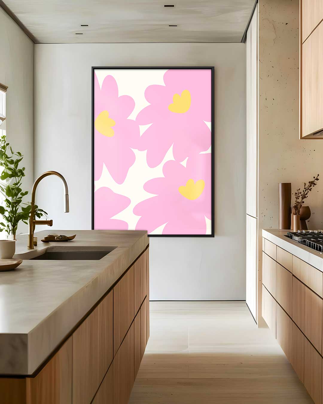 Vrolijk Bloemenpatroon Kunstwerk-canvas-dibond-plexiglas-wanddecoratie-WallArtistic