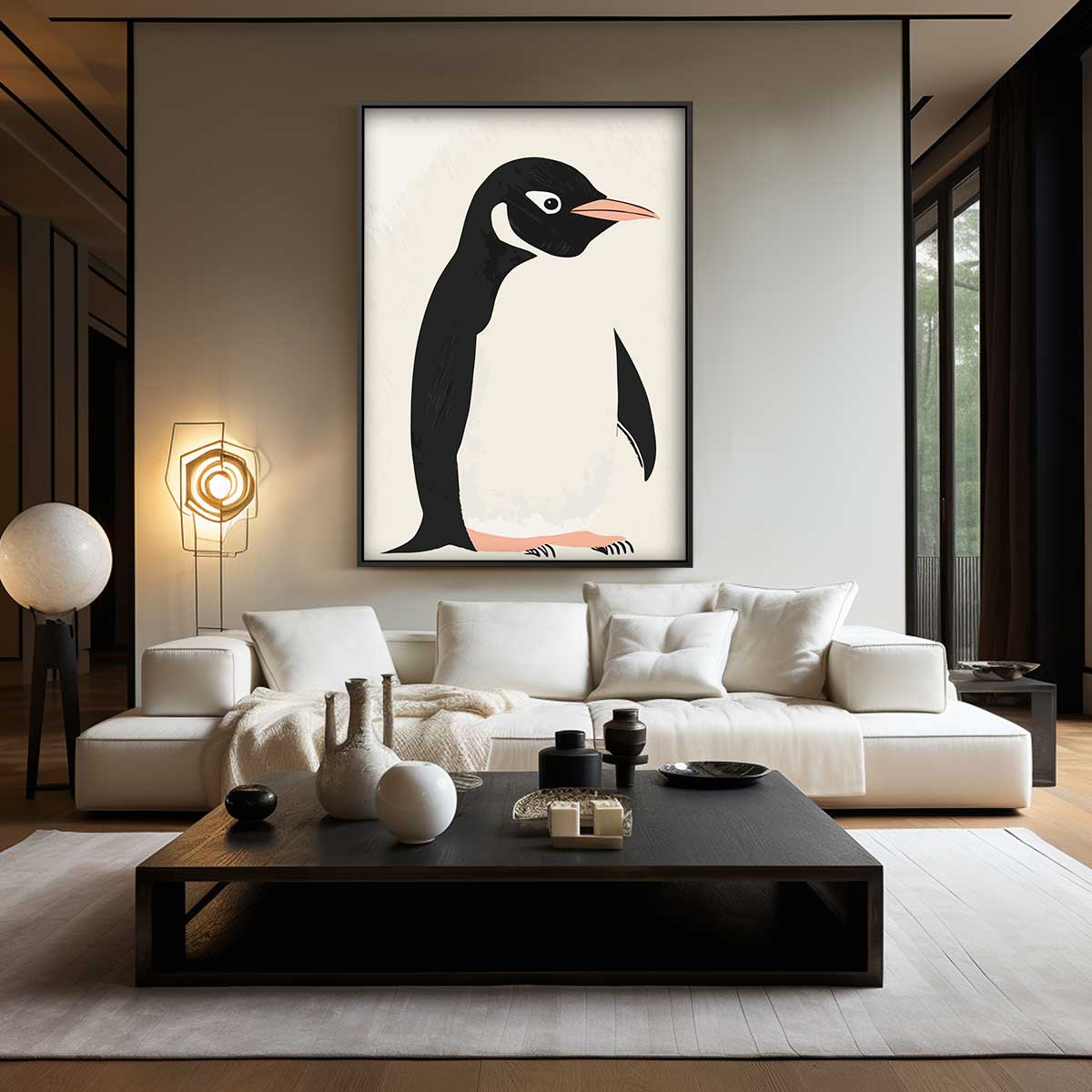 Eigentijdse Pinguïn Illustratie Kunstwerk-canvas-dibond-plexiglas-wanddecoratie-WallArtistic