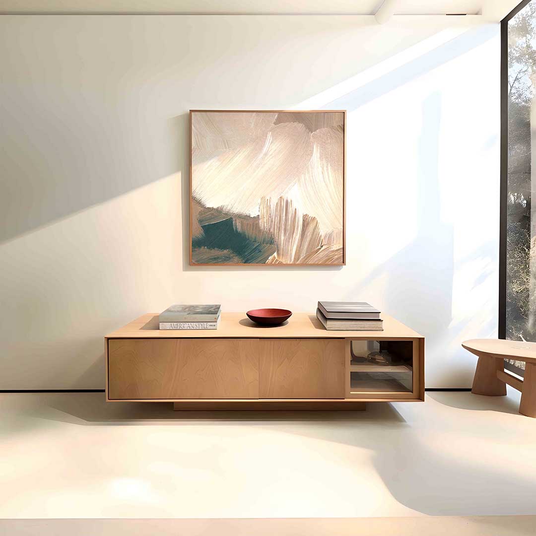 Abstracte beige penseelstreken Poster