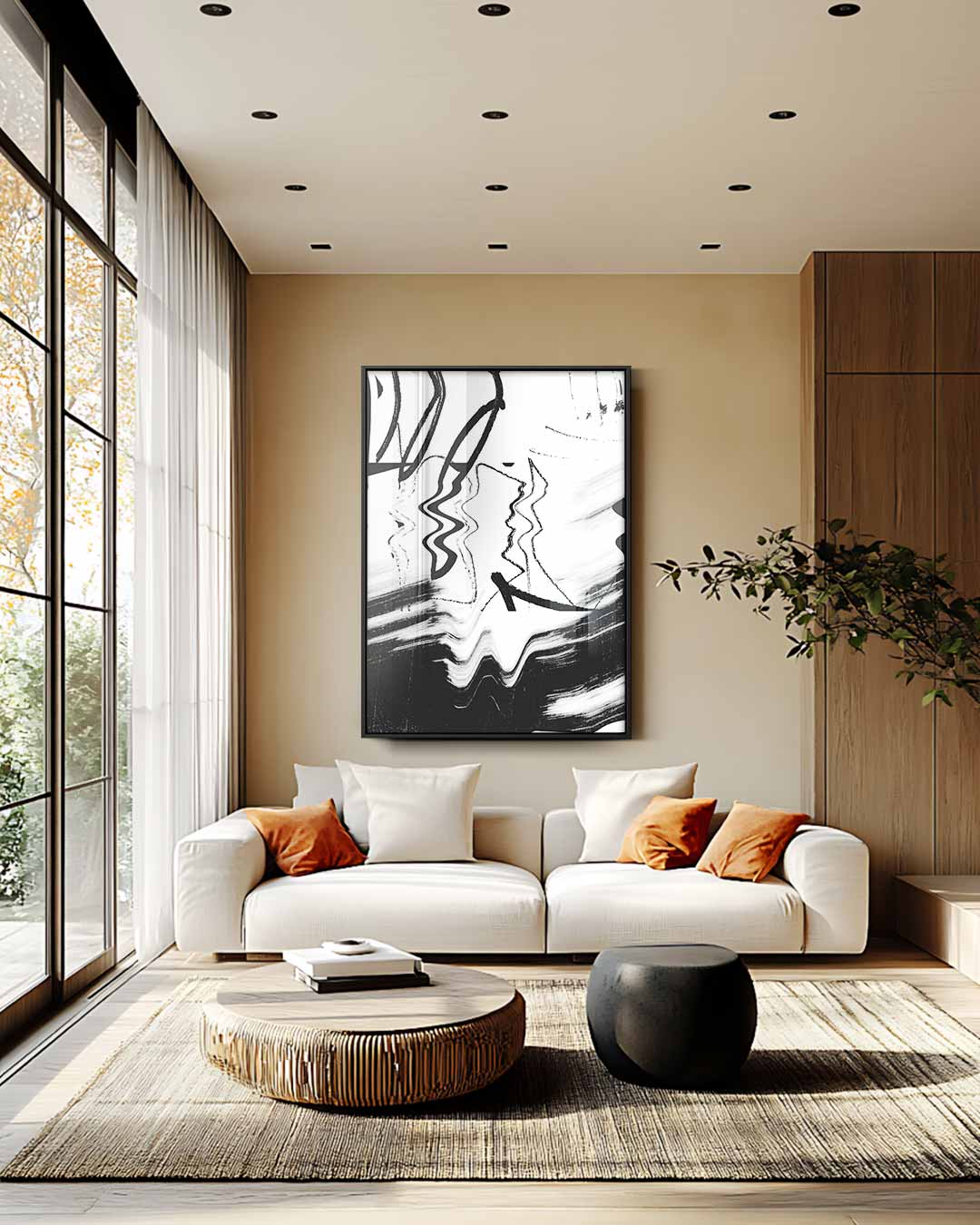 Modern Abstracte Zwart-Wit Print Kunstwerk-canvas-dibond-plexiglas-wanddecoratie-WallArtistic