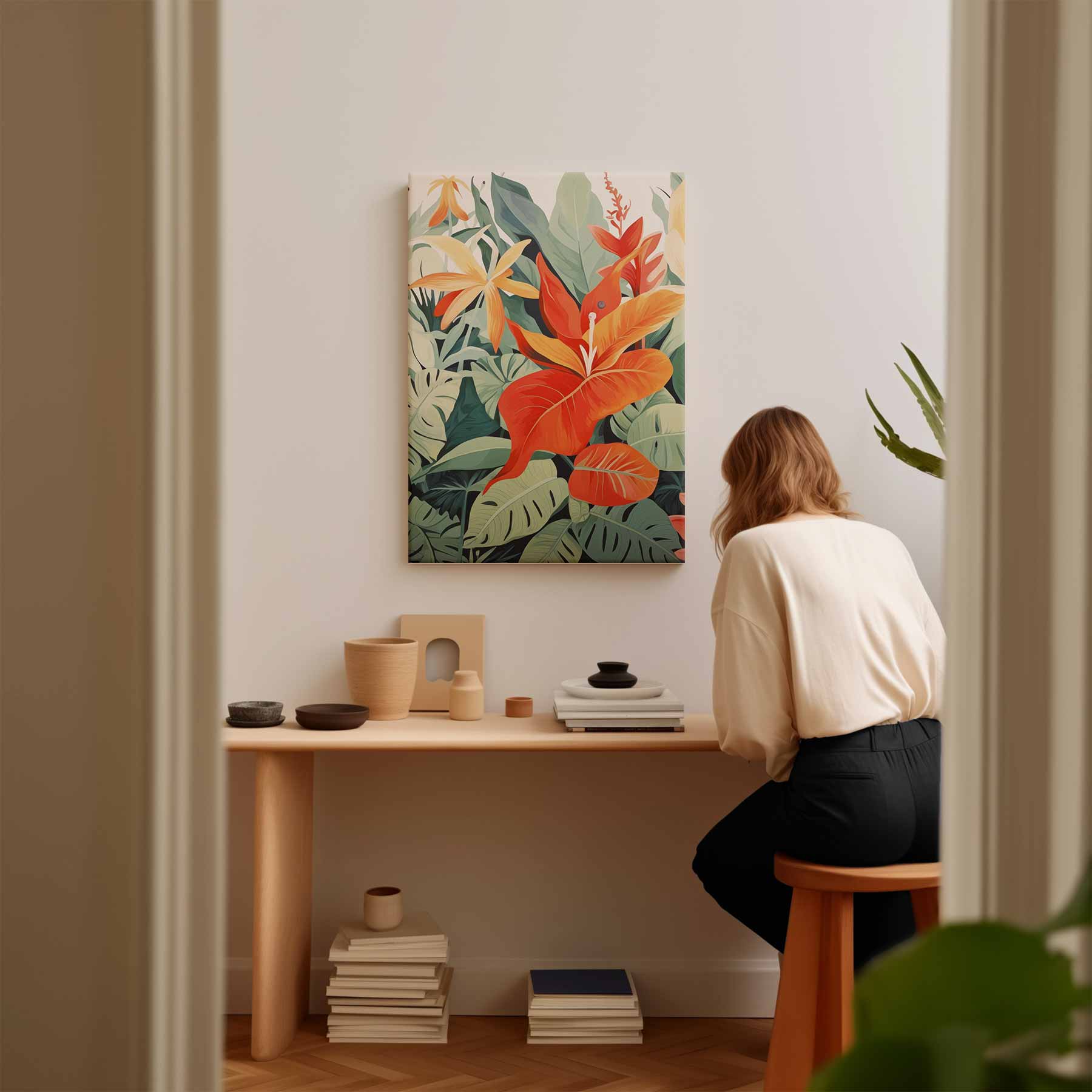 Tropische Bloemenpracht Schilderij Kunstwerk-canvas-dibond-plexiglas-wanddecoratie-WallArtistic