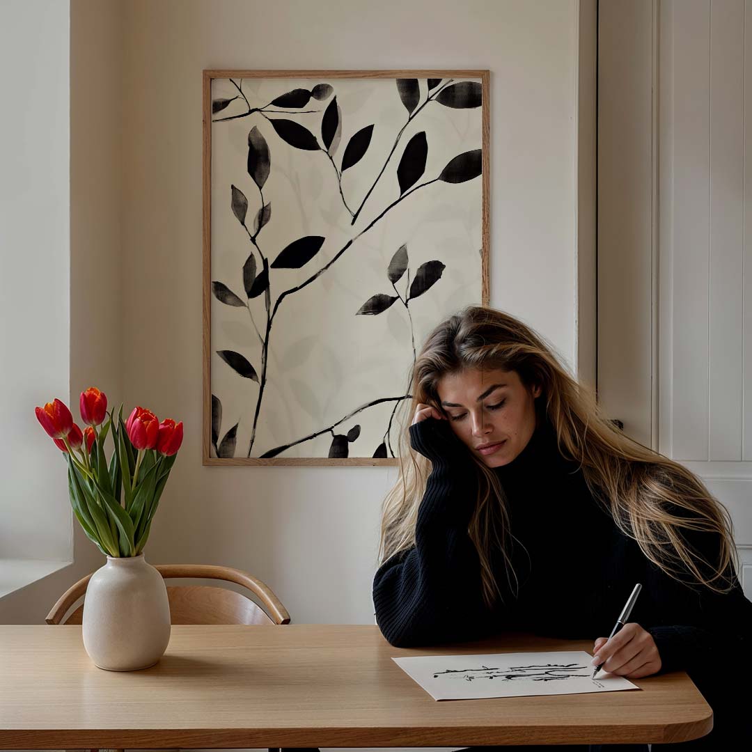 Artistieke Botanische Zwart-Wit Poster-WallArtistic