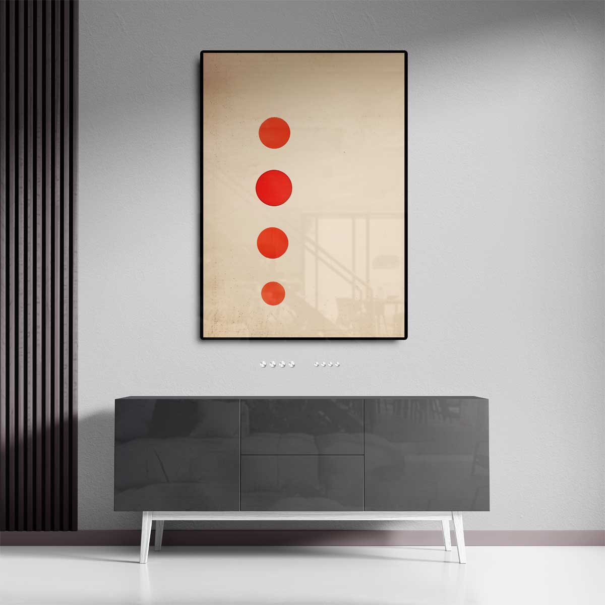 Minimalistisch Rood Cirkelkunstwerk-canvas-dibond-plexiglas-wanddecoratie-WallArtistic